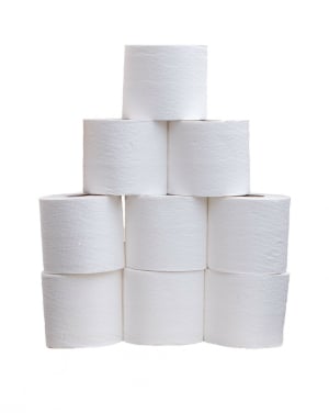 A stack of toilet rolls
