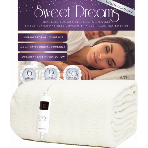 Sweet Dreams Fully Fitted Fleece Single Electric Blanket with Single Control