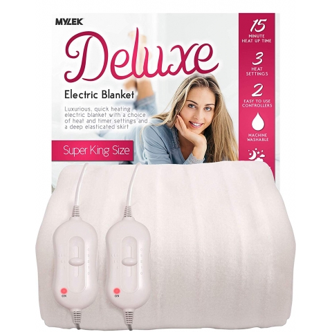 MYLEK Deluxe Fully Fitted Super King Size Electric Blanket with Dual Controls