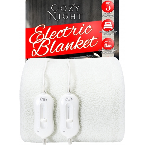 Cozy Night Super King Size Fleece Electric Blanket with Corner Straps