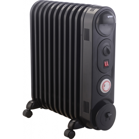 MYLEK Black Oil Filled Radiator with Thermostat and Timer 2.5KW