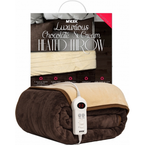 MYLEK Luxury Soft Electric Heated Throw Over Blanket - 9 Heat & Timer Settings