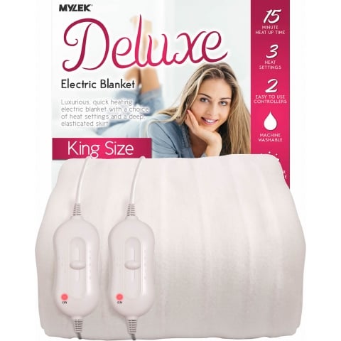 MYLEK King Size Deluxe Electric Blanket Fully Fitted with Dual Controls