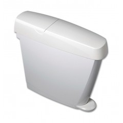 Slimline White Pedal Operated Sanitary Bin 20L
