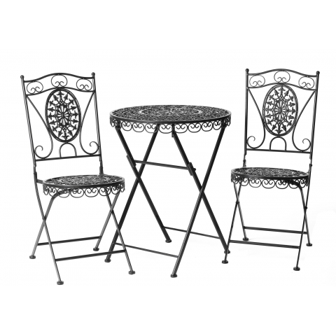 Glamhaus Catalina Black Garden Table and Chair Set Thumbnail