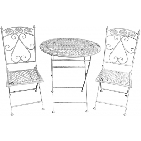 Glamhaus Milan Grey Antique Table and Chair Set Thumbnail