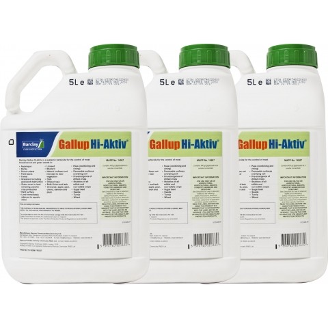 Gallup Hi-Aktiv 490 Super Concentrated Glyphosate Weed Killer, 3 x 5 Litres