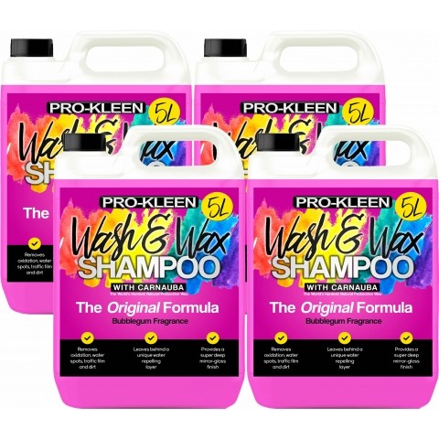 4 x 5L Pro-Kleen PH Neutral Car Shampoo with Wax, Bubblegum Fragrance Thumbnail