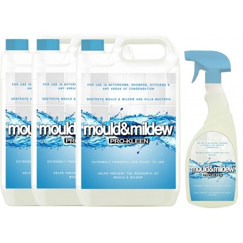 3 x 5L Household Mould & Mildew Killer and Remover with FREE 750ml Spray