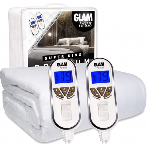 Glamhaus Luxury Quilted Fitted Electric Blanket Super King Size