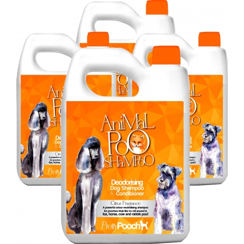 4 x 2L Pretty Pooch Fox Poo Dog Shampoo