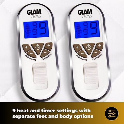 9 heat and timer settings with separate feet and body options