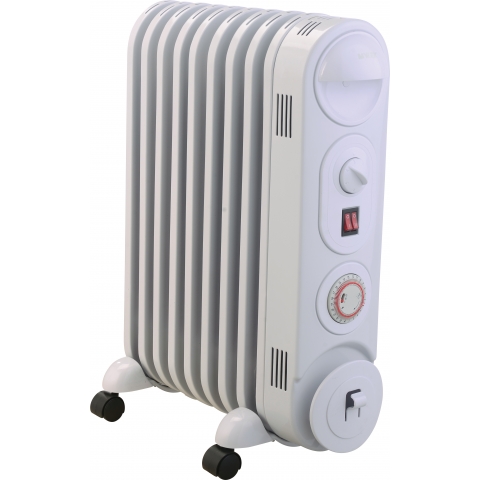 MYLEK White Oil Filled Radiator with Thermostat and Timer 2KW