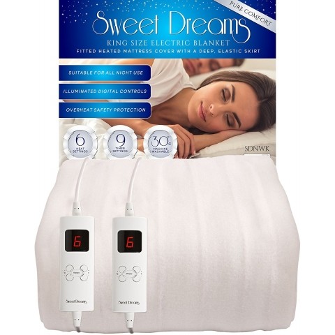 Sweet Dreams Fully Fitted King Size Electric Blanket with Dual Controls