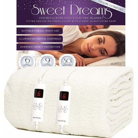 Sweet Dreams Fully Fitted Fleece Double Electric Blanket with Dual Controls