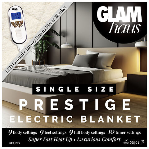 Glamhaus Prestige Sherpa Fleece Fitted Electric Blanket