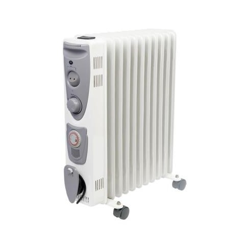 Prem-I-Air 2.5kW Model 11 Fin Oil Filled Radiator with Adjustable Thermostat EH1364 3 heat settings & 24 Hour Timer 