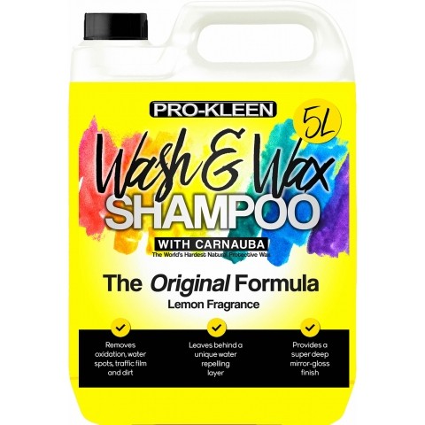 5L Pro-Kleen PH Neutral Car Shampoo with Wax, Lemon Fragrance
