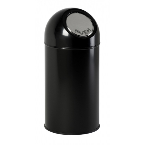Black Bullet Waste Bin with Stainless Steel Flap and Body 40L