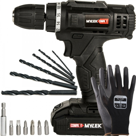 MYLEK Cordless Drill with 13 Piece Accessory Kit
