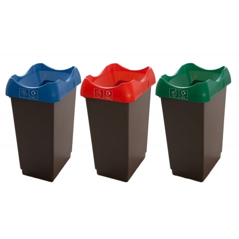 Recycling Bin with Open Top Colour Coded Lids