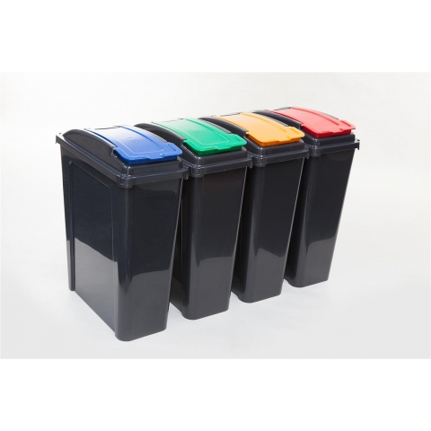 Lift Top Recycling Bin with Colour Lids and Stickers