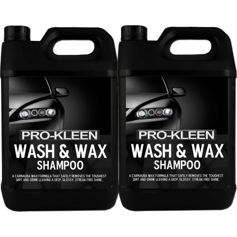 Pro-Kleen Professional Vehicle Wash and Wax Car Shampoo, 2 x 5 Litres