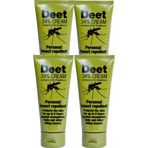 Deet 34% Personal Insect Repellent Cream, 4 x 60ml