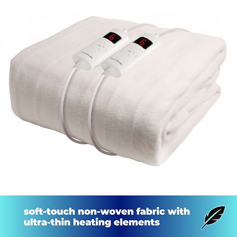 Soft-touch non-woven fabric with ultra-thin heating elements