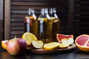 kombucha with apple, grapefruit and lemon flavours