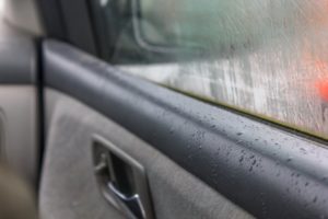 raindrops and fog on a car window
